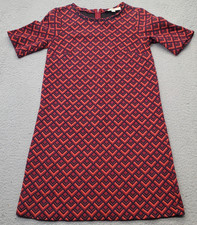LOFT Shift Dress Womens XS Multi Geometric Short Sleeve Round Neck Back Zip