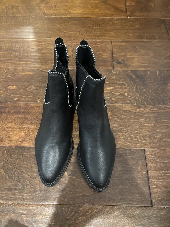 Botas COACH Bowery de cuero Chelsea con cadena de cuentas negras para mujer 8 Foto 2 de 4