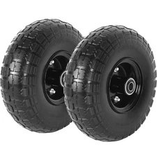 AR-PRO (2-Pack) 10-Inch Solid Tires Wheels, 4.10/3.50-4 Flat-Free Tire Replac...