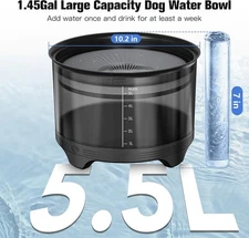 Dog Water Bowl 5.5L ,186oz Large Capacity No Spill Water Bowl for Dogs