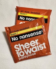 Vntg NO NONSENSE Queen 1 Sheer to Waist Pantyhose Sandalfoot 2 PR Nude J67 1991