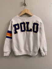 Polo Ralph Lauren Kids Sz 6 Vintage Rare White Back-Spellout Fleece Sweatshirt