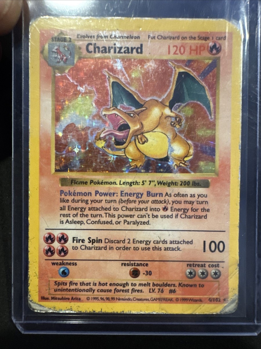 Pokémon TCG Charizard Base Set Holo Shadowless Rare Card 4/102 | eBay