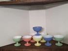 Vintage Hazel Atlas Sundae Cups Set Of 8 Pastel Colors Blue, Yellow, Pink, Green