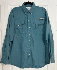 Columbia PFG Bahama II Men s M Long Sleeve Shirt Vented Fishing UPF 30 Dark Blue