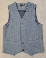 Wyoming Traders Vest Men's Size Small 100% Wool Metal Horse Buttons Gray Western
