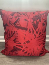Aviva Stanoff AV Home Red Abstract Chains Belts 22x22 Poly Pillow