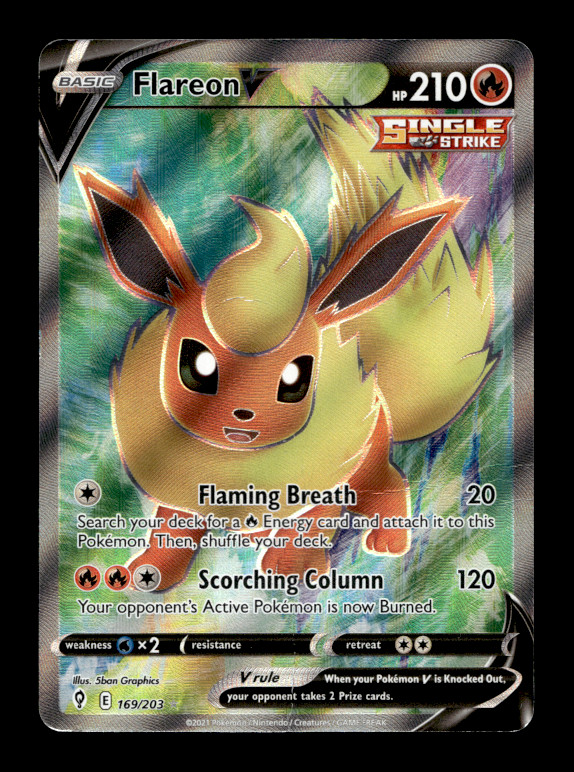 Flareon V (Full Art) Ultra Rare SWSH07: Evolving Skies 169/203 NM