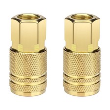 2 Pack 1/4 Inch NPT Female Industrial Air Hose Coupler, Inch, Yellow