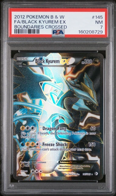 2012 PSA 7 Pokemon B&W Boundaries Crossed Black Kyurem EX Full Art 145/149 Card