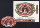 Old Original DONNA DULCE Sample Cigar Label Pair - YOUNG WOMAN - PALM TREES — photo 1