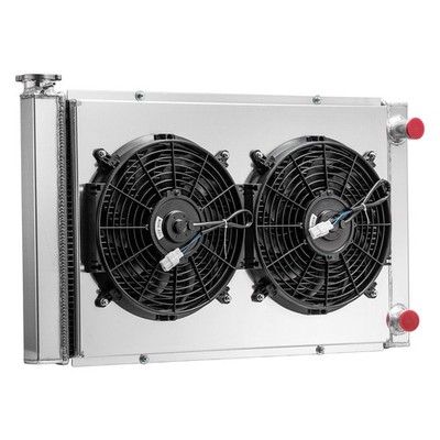 3 Row Aluminum Radiator Double Pass Cooling for Small Block 350 with Fan Shroud