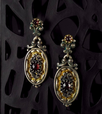 Ohrringe Silber Sterling Granat rot Ohrstecker älter - bezaubernd & verspielt