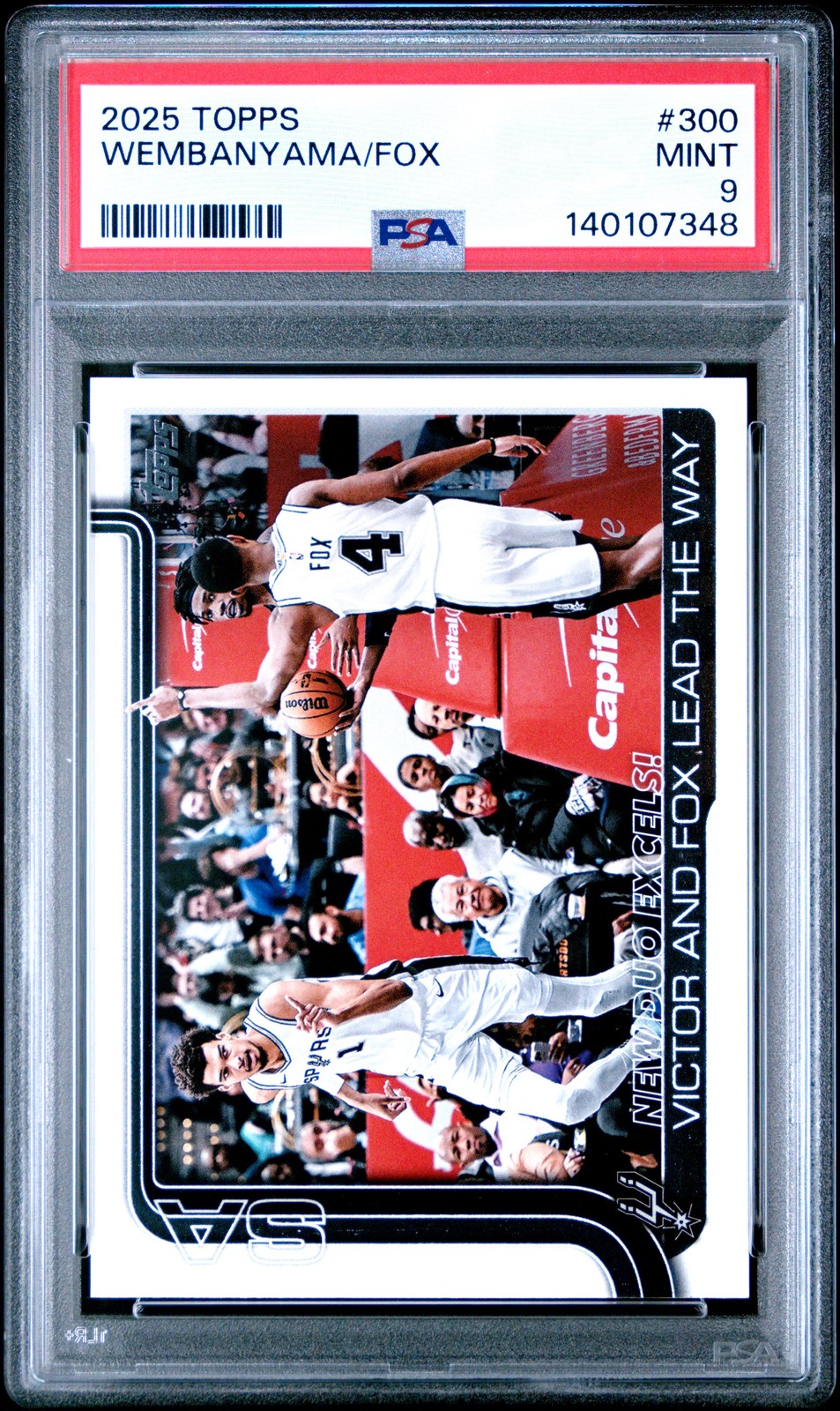 2025 TOPPS #300 DE'AARON FOX/VICTOR WEMBANYAMA PSA 9