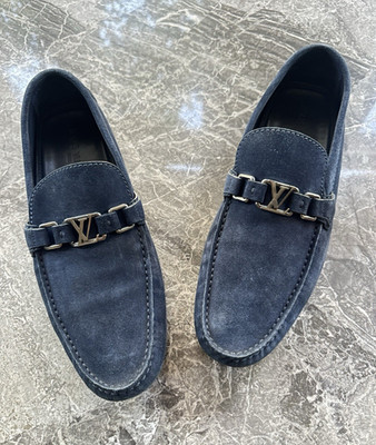 Louis Vuitton Herren Mokassin Loafer Wildleder Blau Logo Slip-On EU 44,5