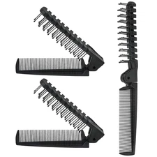 3PCS  Foldable Brush, Anti-Static Hair Comb and Double Headed Hairdressing Tool 