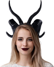 Halloween Black Devil Horns Headband, Devil Horn Headpiece Cosplay Costume for H