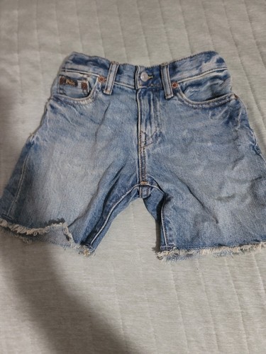Ralph Lauren Polo Shorts Girls Size 4 Blue Frayed Hem Cutoff Playful Denim