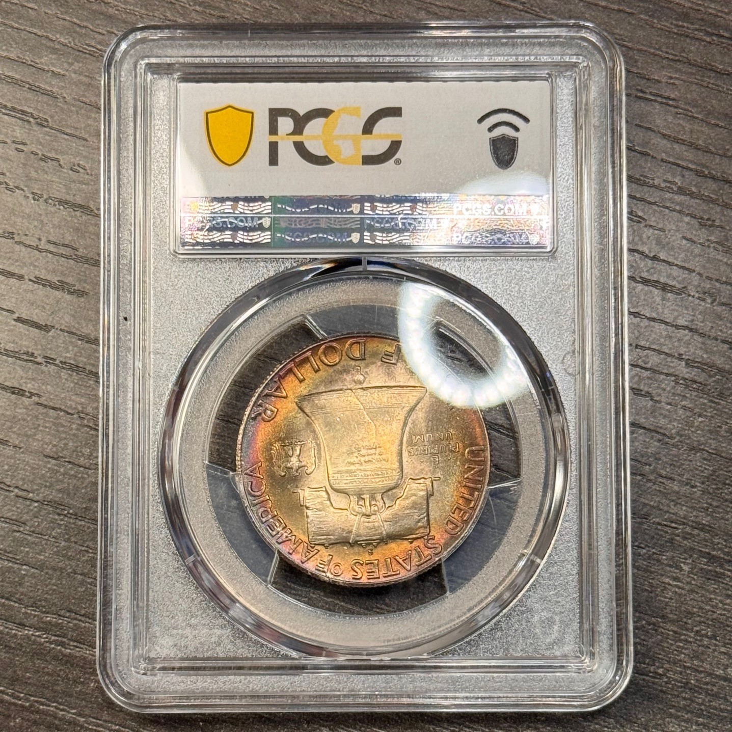 MS65FBL 1951-S 50C Franklin Silver Half Dollar, PCGS Trueview- Rainbow Toned