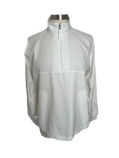 Nike Fit Storm Women White 1/4 Light Nylon Zip Windbreaker Jacket Sz L 12/14