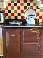 AGA Heat Storage Range Cooker Brown Enamel, 2 Ovens, 2 Cast Plate Hobs