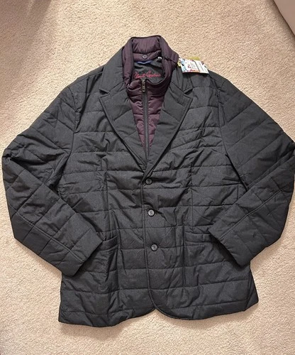 NWT Robert Graham Codussi Quilted Grey Jacket Removable Bib Insert XL  - product listing photo