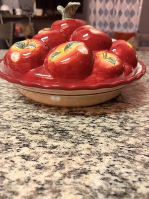 VTG PFALTZGRAFF Pie Safe Keeper Apple Dish Server Saver Lid Ceramic Plate Holder