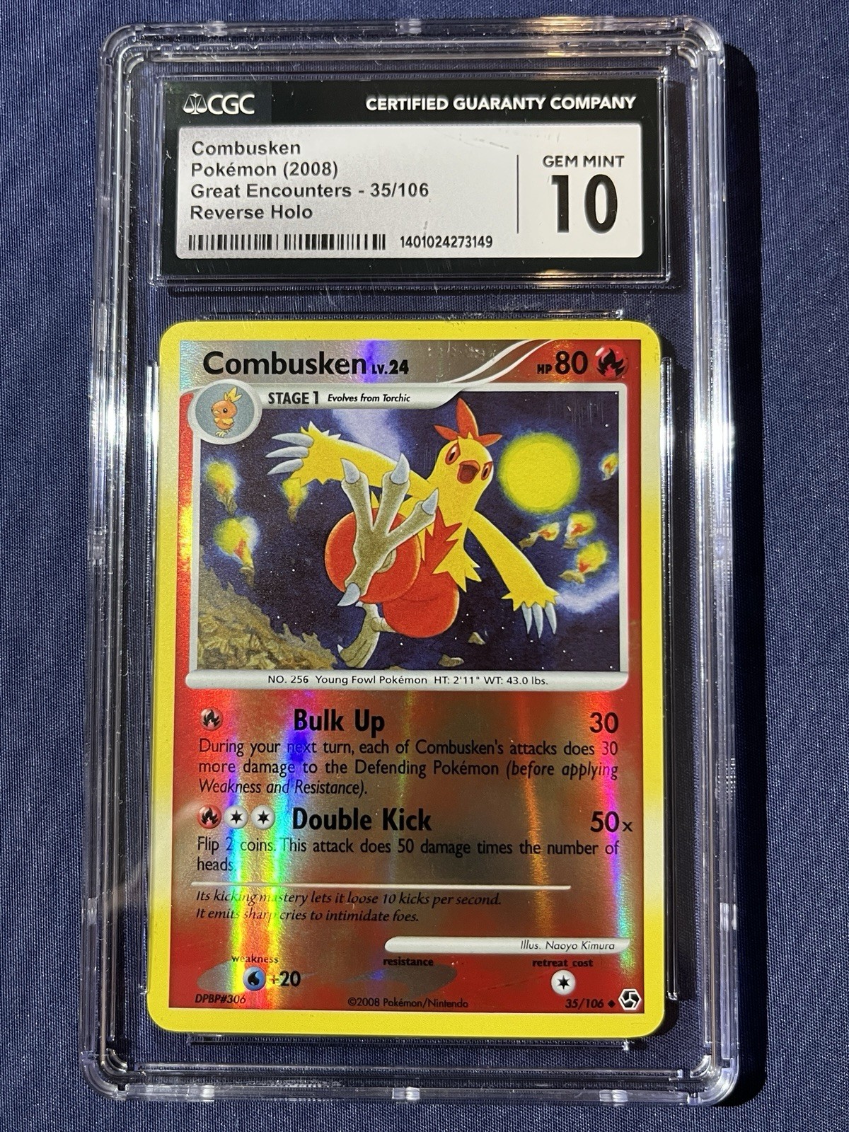 2008 Pokemon CGC 10 GEM MINT Combusken Great Encounters 35/106 Reverse Holo