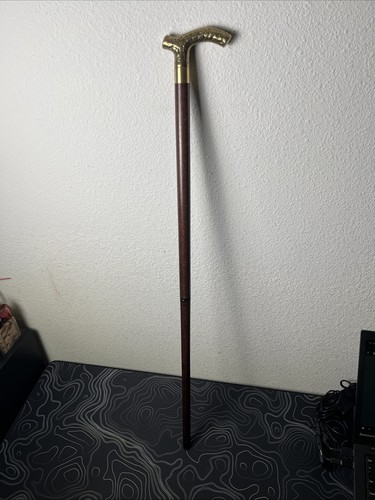 Vintage Brass Derby Style Walking Stick Cane With Spring Loaded Hidden ...