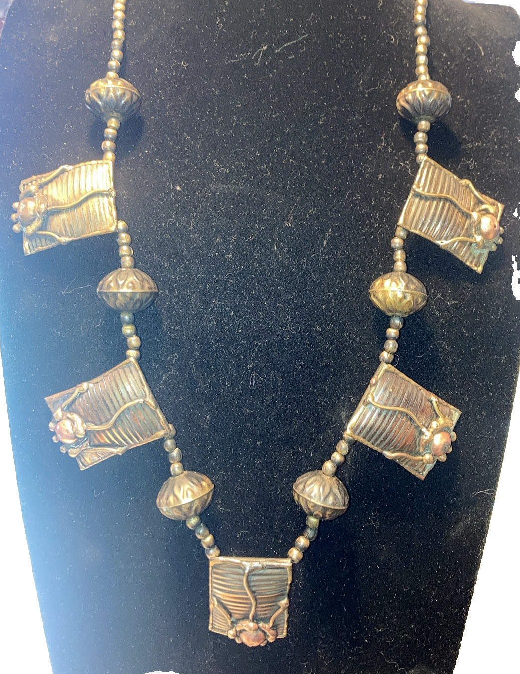 Artisan Made Statement Necklace Mixed Metals 26.5… - image 2