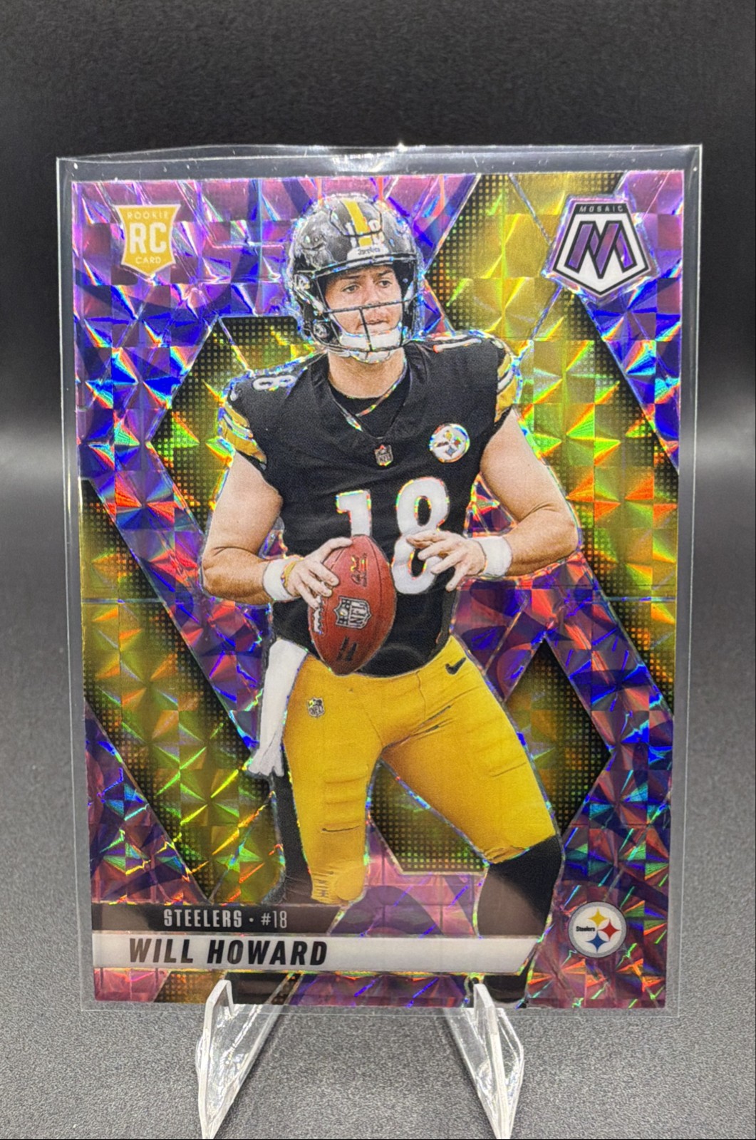 2025 Panini Mosaic - Rookies Will Howard #318 Reactive Purple Mosaic Prizm (RC)