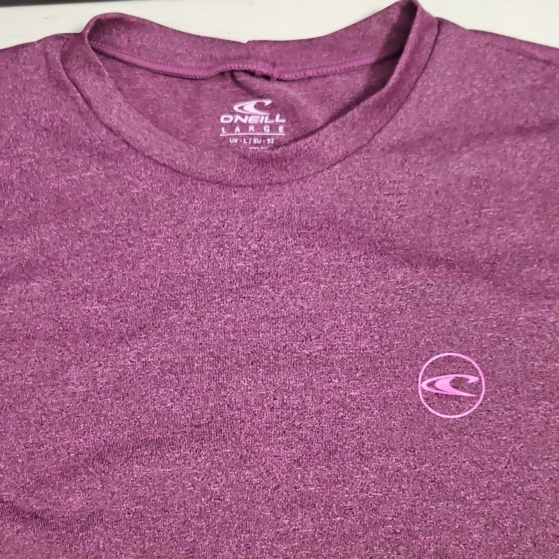 O'Neill Purple Long Sleeve Crewneck Rash Guard Shirt, Size Large