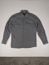 Orvis Trout Bum Men's L Button Down Shirt Long Sleeve Plaid Blue White Outdoor