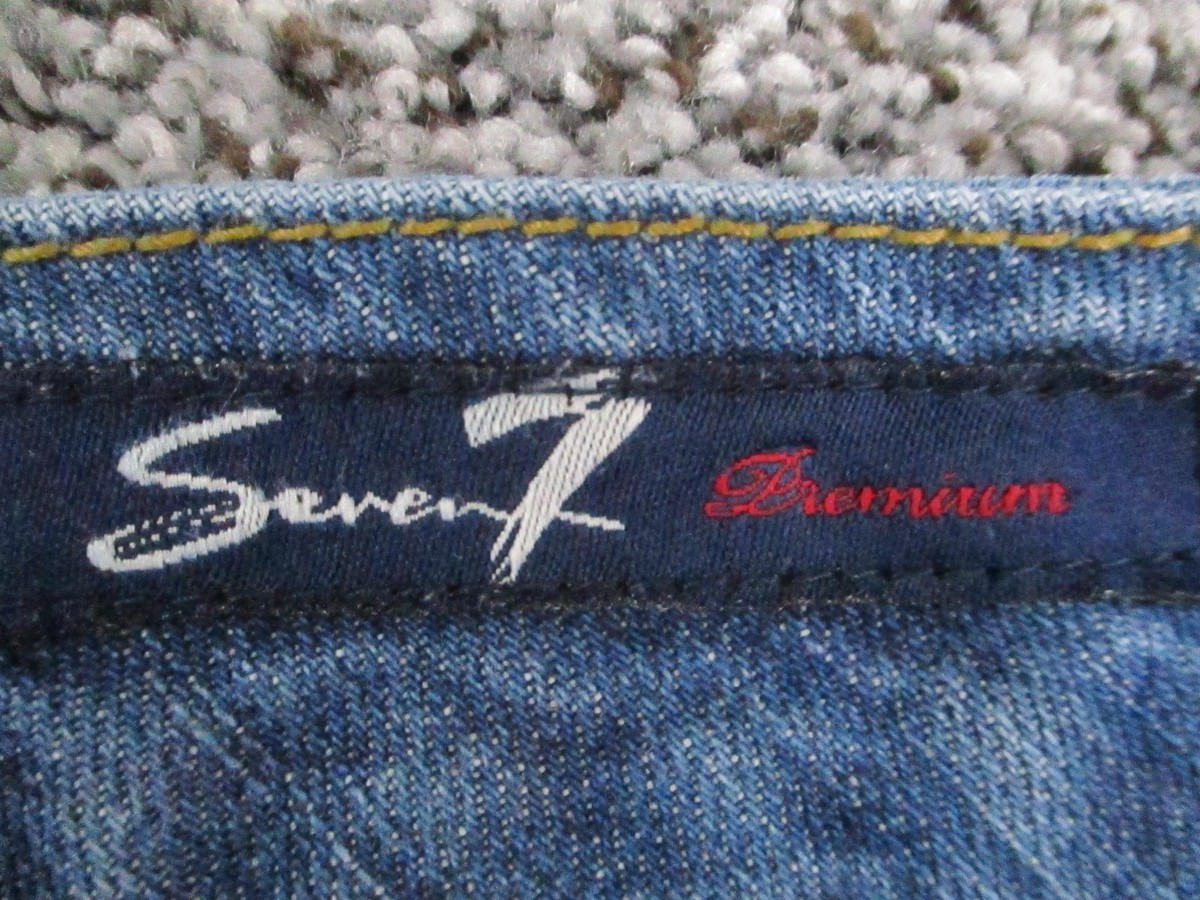 Seven7 Jeans Womens 28 Blue Stretch Denim Embroidered Pockets Low
