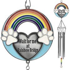 Pet Memorial Wind Chimes - Wait for Me at Rainbow Bridge - Loss of a Pet Dog ...