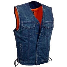 Milwaukee Leather 3013 Men's 'Brute' Blue Denim Club Style Motorcycle Vest