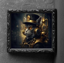 Steampunk Grey Cat 8 x 10 Photograph Photo Picture Print Wall Hanging