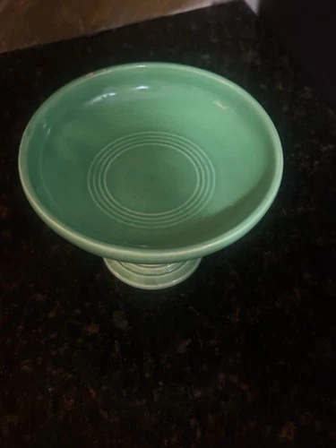 Vintage Original Green Homer Laughlin’s fiesta Ware Compote Pedestal Bowl.Read!