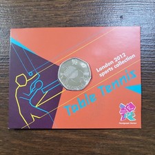 London 2012 Olympic Games TABLE TENNIS 50p In Original Card & Uncirculated