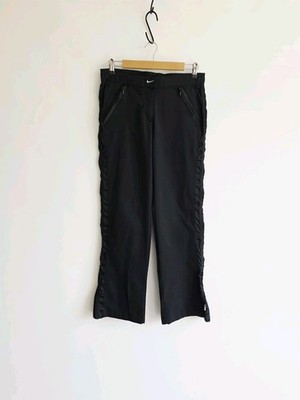 Nike Black Track Pants With Satin Stripes And Zipper on Ankles Women's Size M