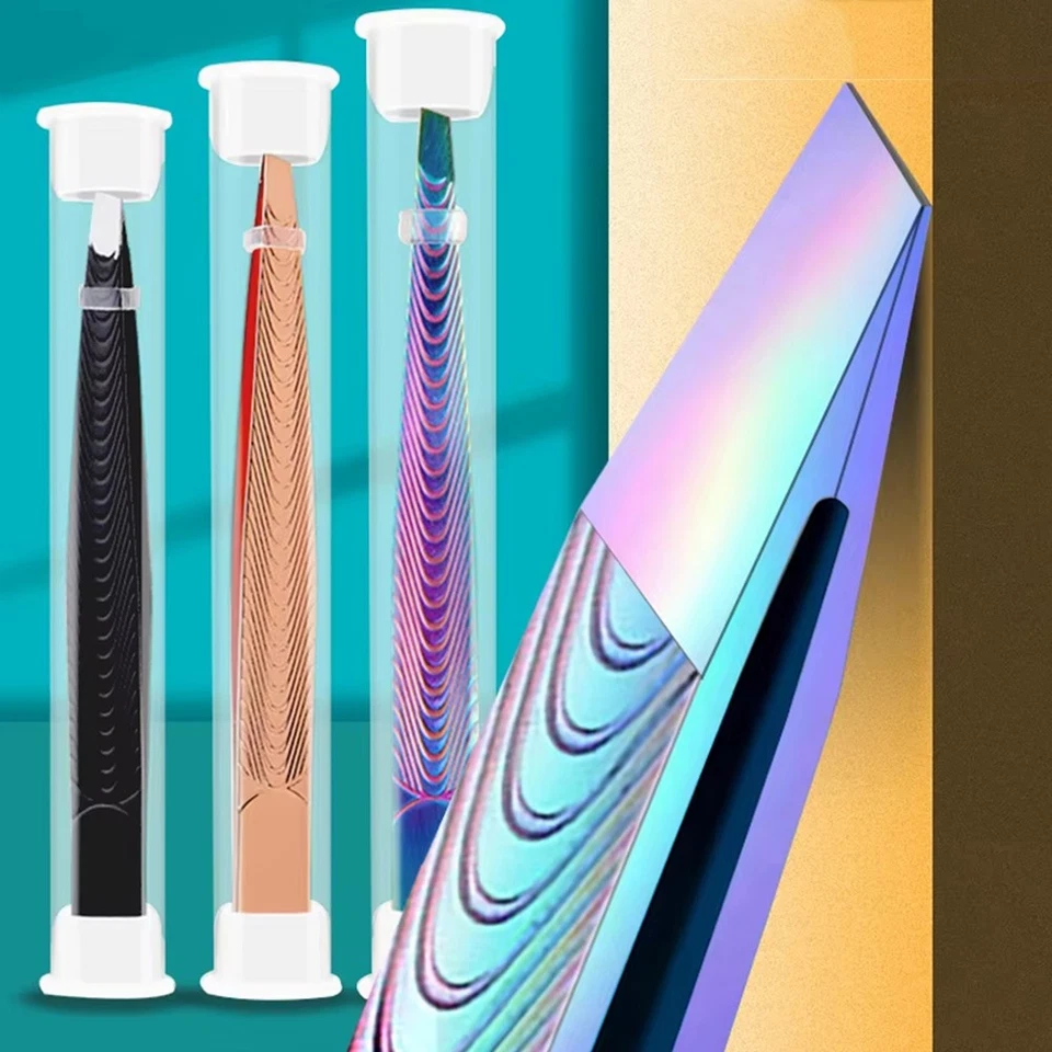 Slanted Flat Tip Lash Applicator Eyebrow Tweezer Eyelash Clip Beard Hair Remove☾ - Image 3 of 4