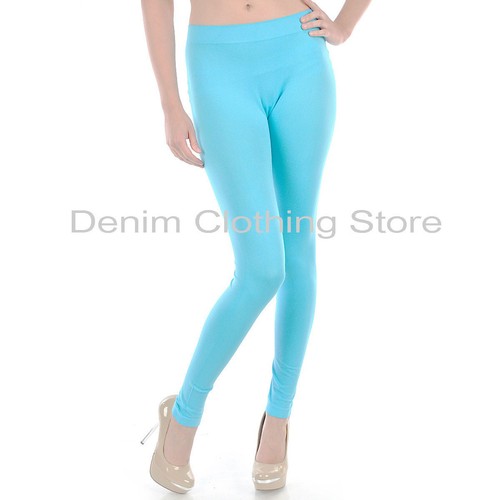 Women's Long Nylon Leggings Seamless Full Length Spandex Stretch Soft One Size - Picture 3 of 7