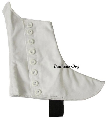 KILT BUTTONED SPATS PIPER'S HIGHLAND WHITE HEAVY CANVAS ALL SHOE SIZES KILT-WEAR - Picture 2 of 2