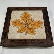 Vintage Wood Framed Italian Ceramic Tile -Santerno Imola- Footed Trivet