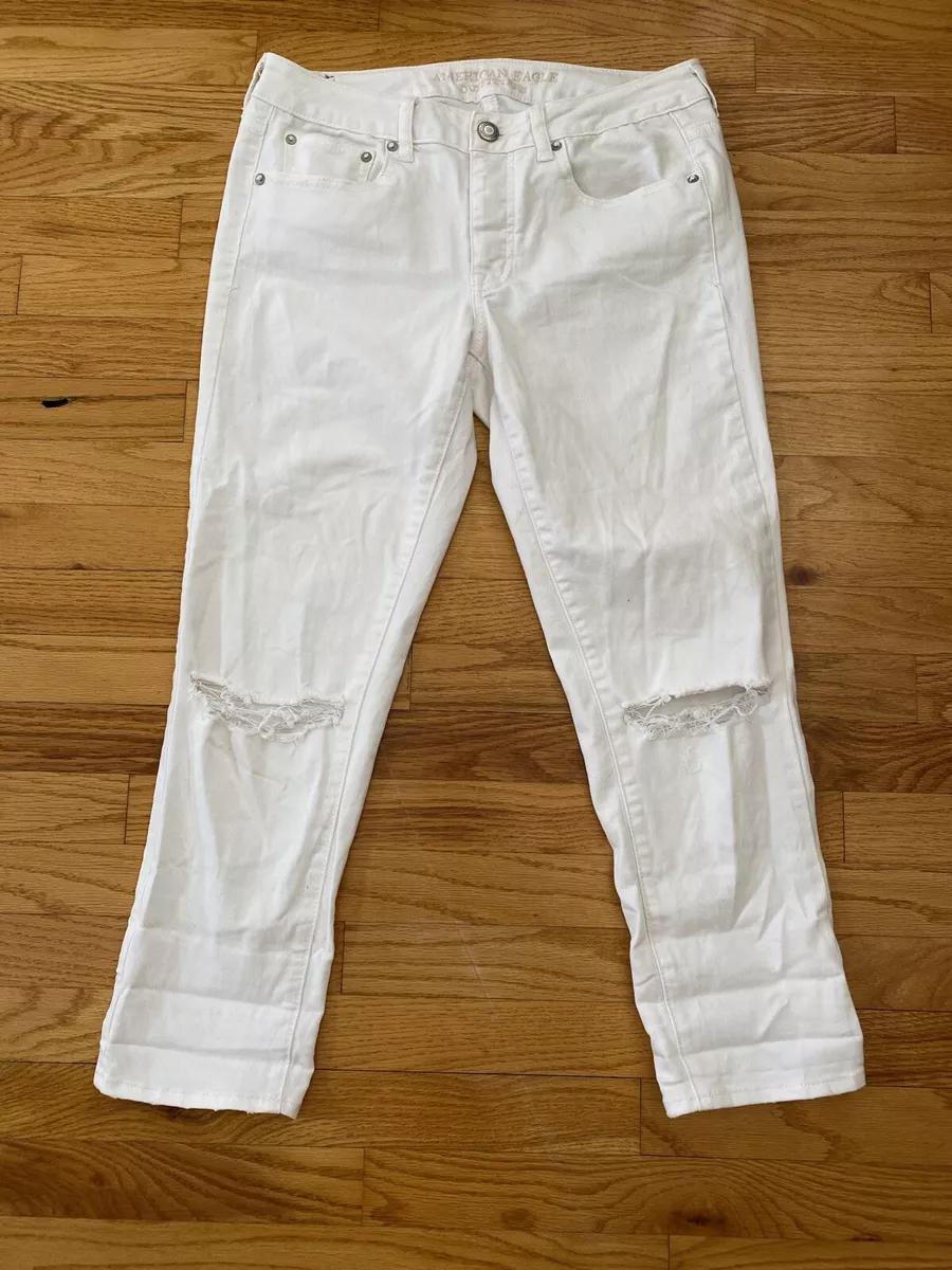 White distressed hotsell crop jeans