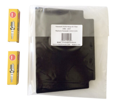 2-Pack Air Filter 11013-1141 For Kawasaki Ninja 250 (EX250E/EX250F) 1986-2007 Models