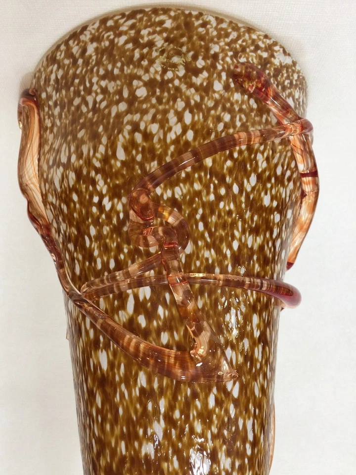 Murano Bavai Conicity Art Glass Brown Amber Pendant Light Shade 16 1/2" T x 8" D - Image 4 of 4