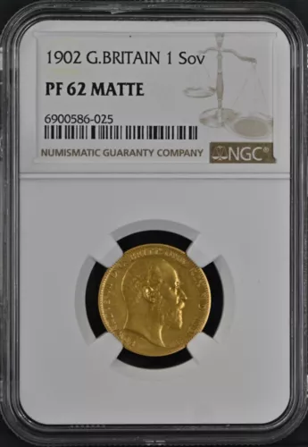 UK - GREAT BRITAIN , GOLD 1 SOVEREIGN 1902 - NGC PF 62 MATTE , RARE7