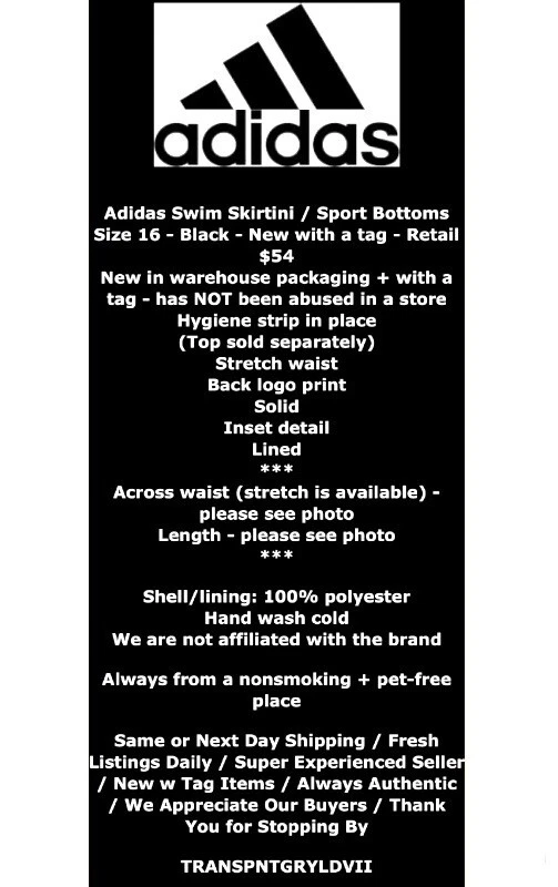 $54 Adidas Skirtini Pantalones de Natación 16 X Grande Falda Deportiva Skort Cintura Elastizada Nuevo con Etiquetas Foto 2 de 4