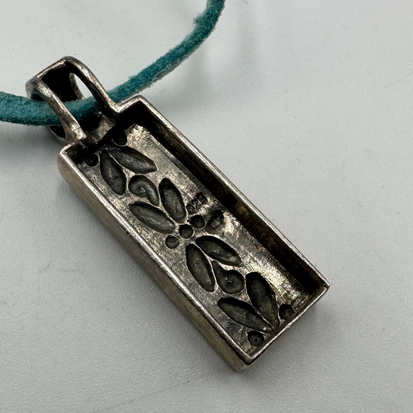 Sterling Silver Rectangular Bar Pendant Necklace … - image 4